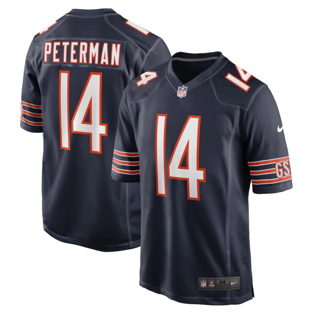 mens nike nathan peterman navy chicago bears game player jersey